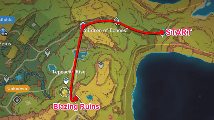 Genshin Impact - Blazing Ruins Location