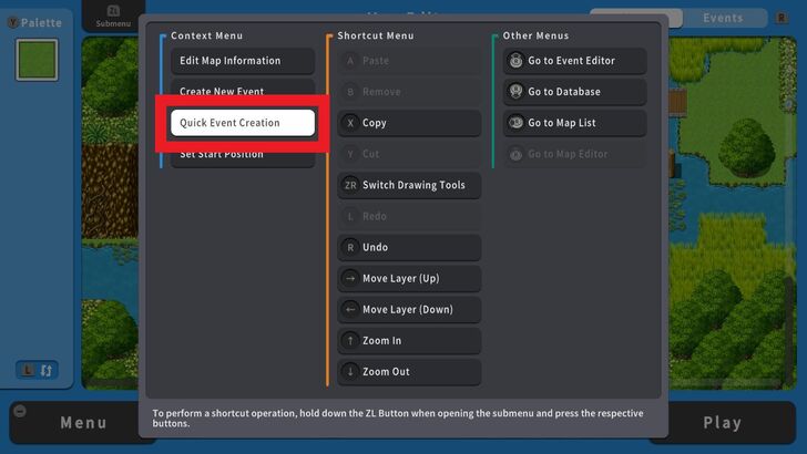 quick event creation