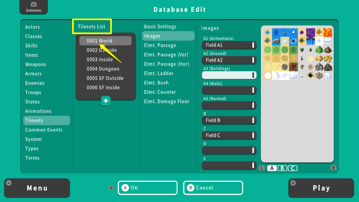 RPG MAKER WITH Tilesets List