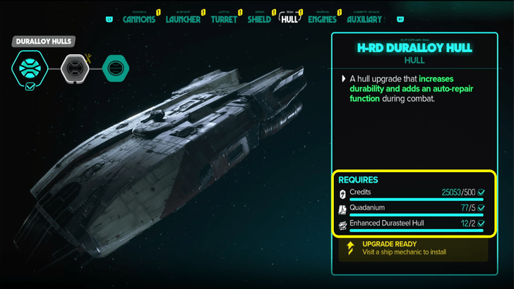 Costs Credits and Materials to Upgrade