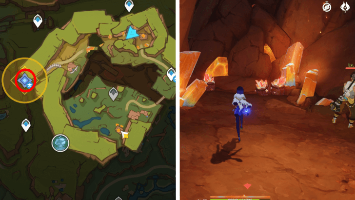 Genshin Impact - Beneath the Crystal Rock - Go to the next Lesser Shadow Pin with Titu