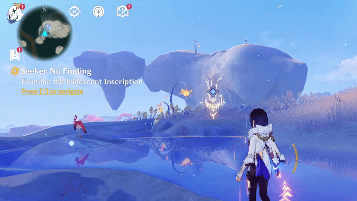 Genshin Impact Seeker No Finding Walkthrough - Examine the Iridescent Inscription