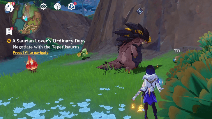 Genshin Impact A Saurian Lover’s Ordinary Days Walkthrough - Negotiate with the Tepetlisaurus
