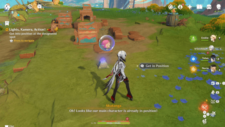 Get into position at the designated spot