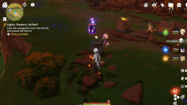 Lure the antagonist near the barrel, and smash the barrel