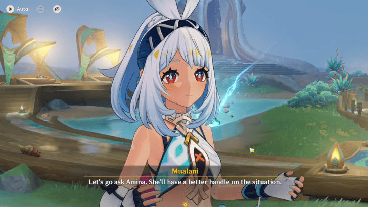 Genshin Impact Home of the Hot Springs Walkthrough - Talk to Mualani