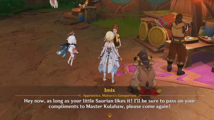 Genshin Impact Gifts and Gifts in Return Walkthrough - Go to the gemporium to retrieve the gem