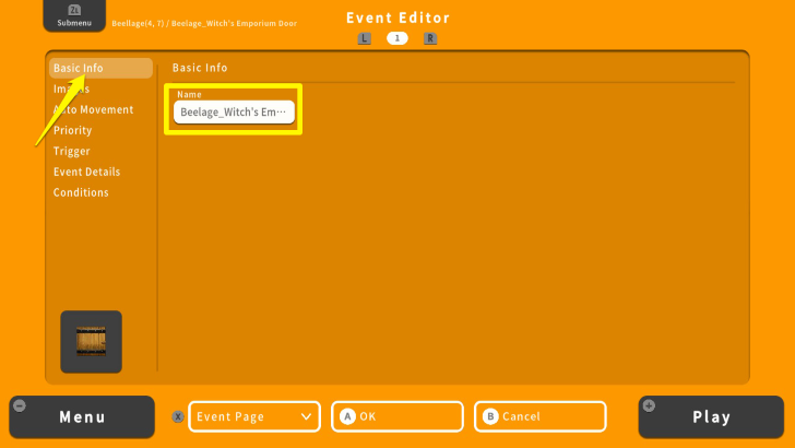 RPG MAKER WITH Event Name