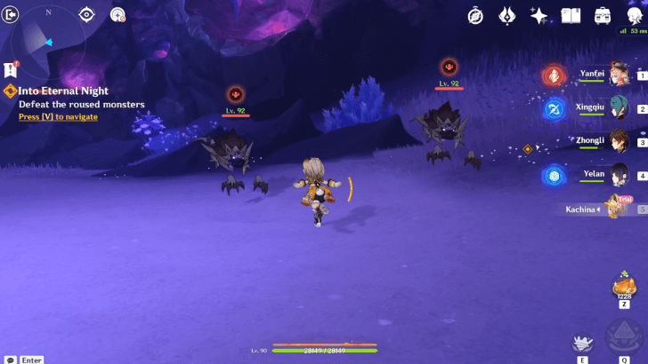 Genshin Impact Into Eternal Night Walkthrough - Defeat the roused monsters