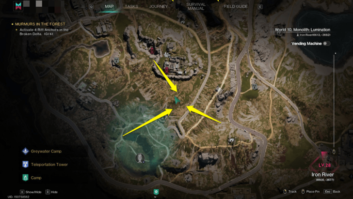 Once Human - Reflex Sight Location Map