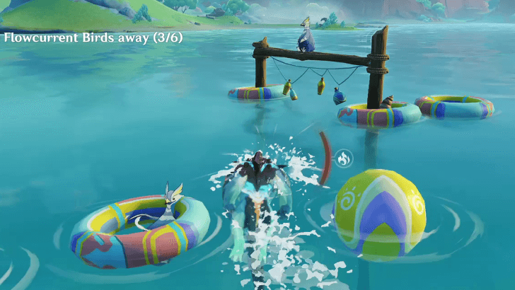 Genshin Impact Stride on Rainbows, Split the Waves Walkthrough - Flowcurrent Birds 4 and 5