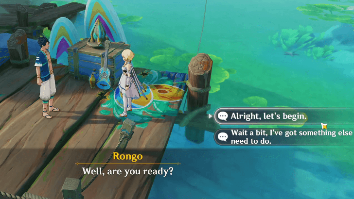 Genshin Impact Stride on Rainbows, Split the Waves Walkthrough - Talk to Rongo 1.png