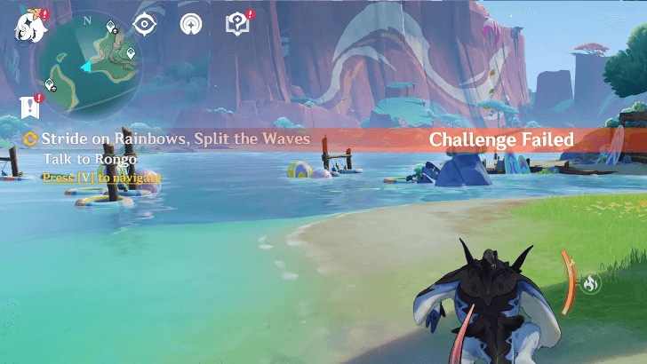 Genshin Impact Stride on Rainbows, Split the Waves Walkthrough - Challenge Failed