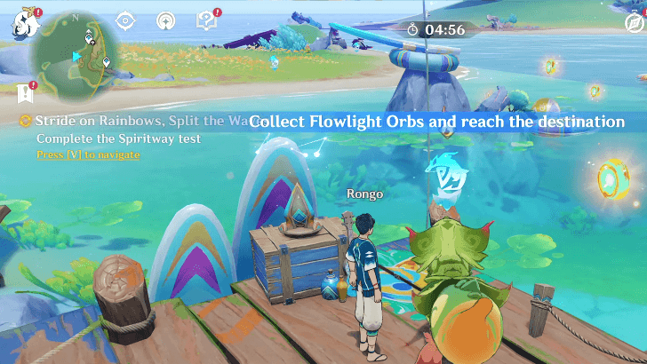 Genshin Impact Stride on Rainbows, Split the Waves Walkthrough - Spiritway Trial Last 5 Minutes