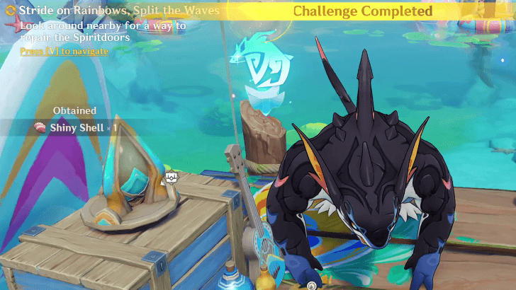 Genshin Impact Stride on Rainbows, Split the Waves Walkthrough - Shiny Shell Location 2