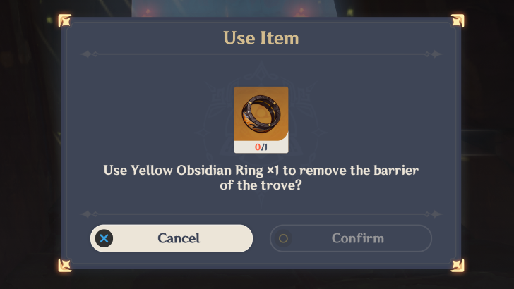 Genshin Impact Yellow Obsidian Ring How to Use - Use to Open the Tribal Secret Trove