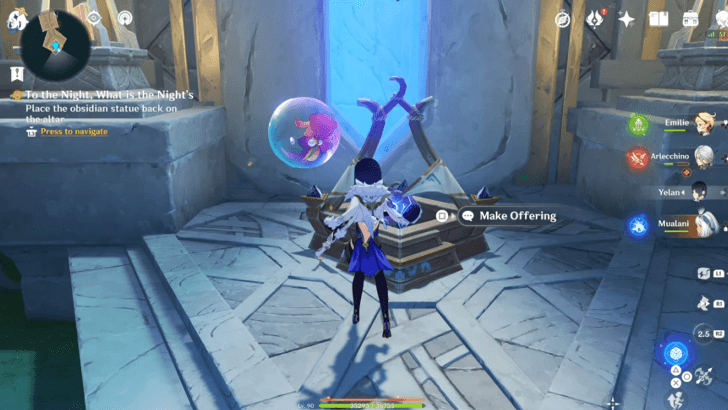 Place the obsidian statue back on the altar