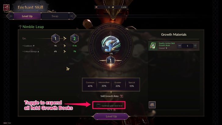 Throne and Liberty - Skill Continue Until Next Level