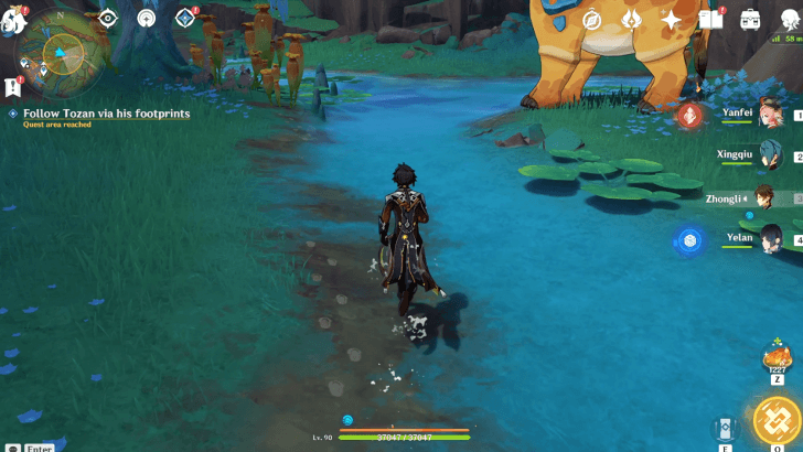 Genshin Impact The Case of the Crafting Bench Walkthrough - Follow Tozan via his footprints