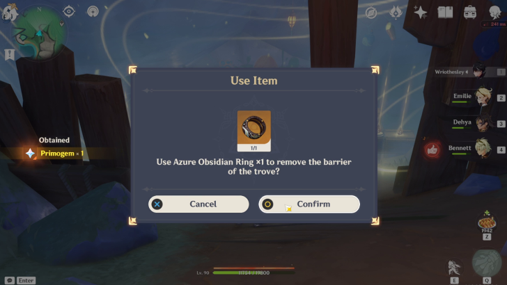 Genshin Impact Azure Obsidian Ring How to Use - Use to Open the Tribal Secret Trove