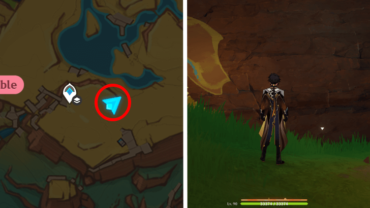 Genshin Impact - How to Use Broken, Graffiti-Marked Stone - Finish the Wall Graffiti at Teticpac Peak