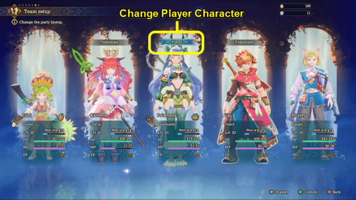 Visions of Mana - Setting Player Character