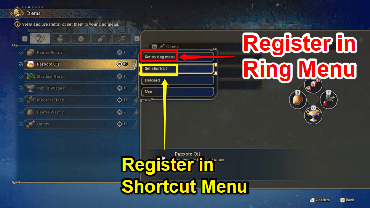 Register Items in Ring and Shortcut Menus