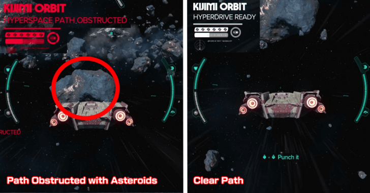 Hyperspace Path Obstructed - Path Blocked by Asteroids