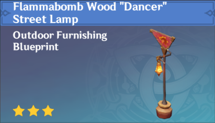 Genshin Impact - How to Get Flammabomb Wood "Dancer" Street Lamp Furnishing