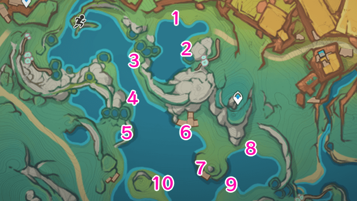 Genshin - Sprayfeather Gill Locations