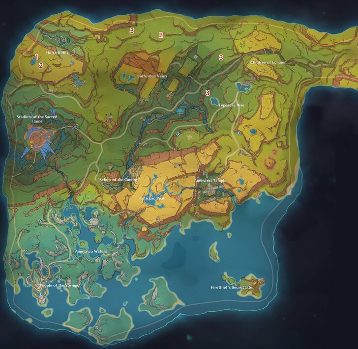 Genshin - 5.0 Map Pyro Crystalfly Overworld
