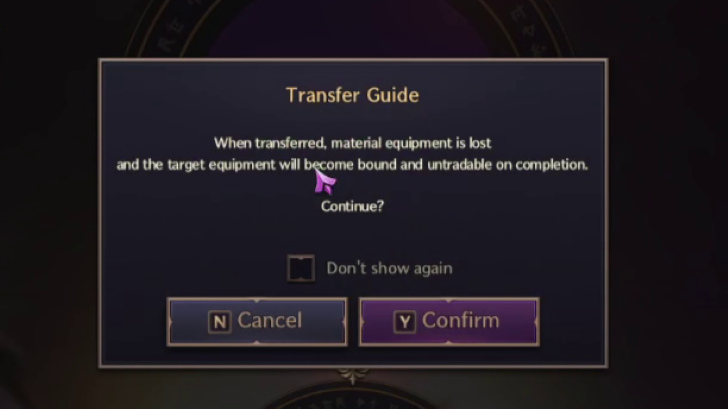 Throne and Liberty - Transfer Disclaimer