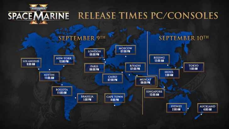 Warhammer 40k Space Marine 2 - Release Time Map
