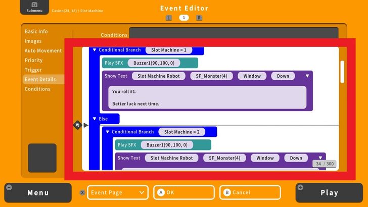 conditional branch slot machine