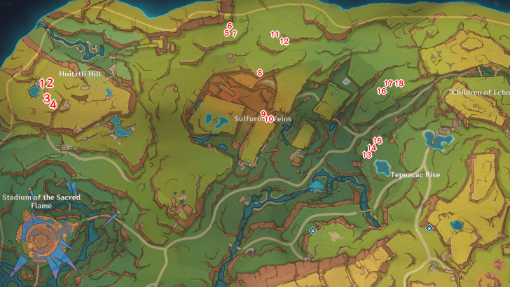 Genshin - 5.0 Map Pyro Crystalfly Overworld