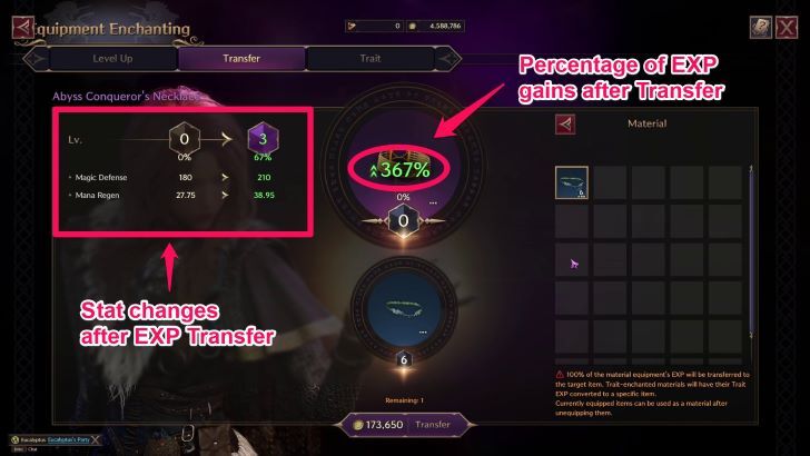 Throne and Liberty - Transfer EXP Results