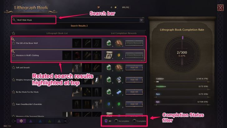 Throne and Liberty - Lithograph Search function