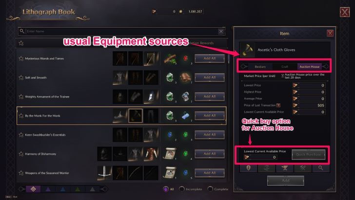 Throne and Liberty - Equipment Sources