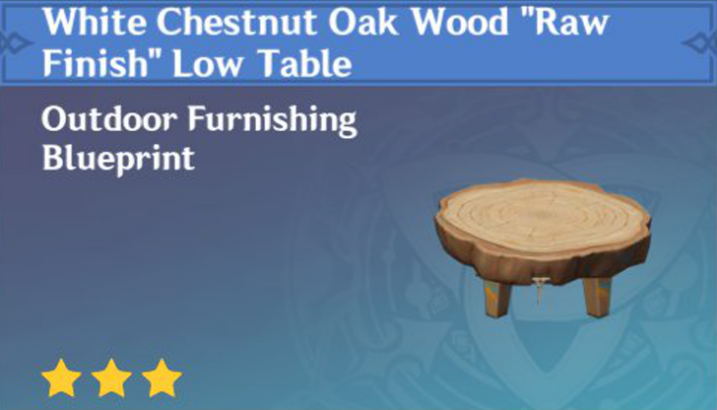 Genshin Impact - How to Get White Chestnut Oak Wood "Raw Finish" Low Table Furnishing