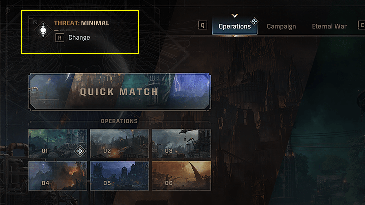 Change Difficulty at the Top Left