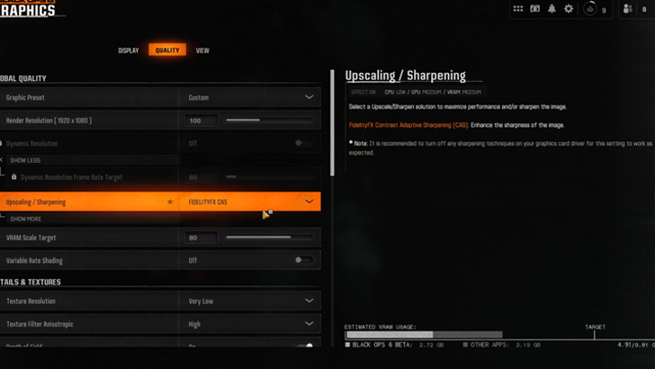 FidelityFX Cas Setting