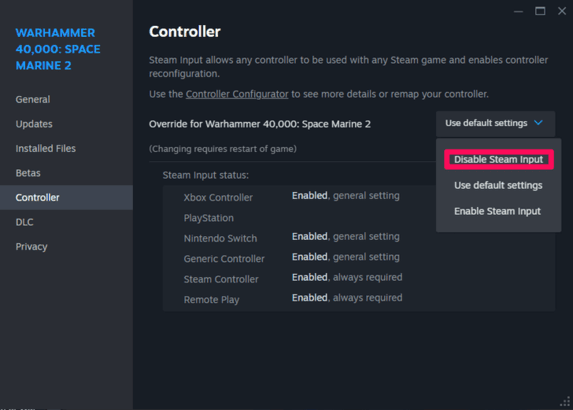 Warhammer 40K: Space Marine 2 - Controller Steam Setup