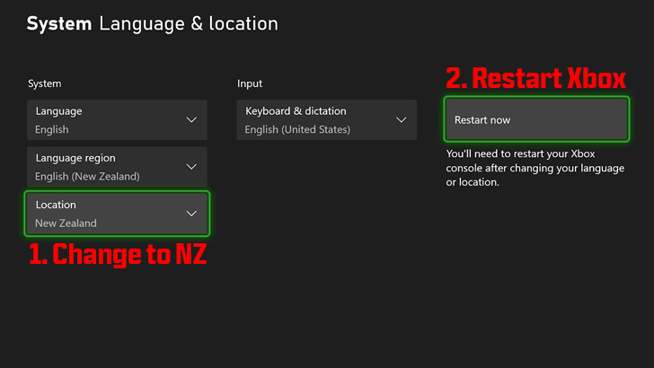 Change Xbox Location to NZ