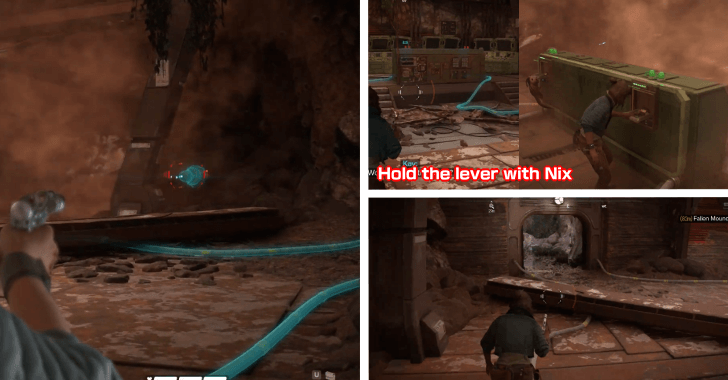 Hold the lever down with Nix to open the door