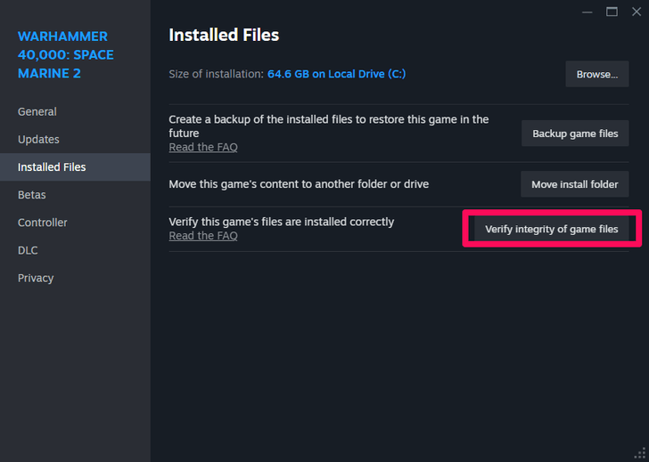 Warhammer 40K: Space Marine 2 - EOS Error Steam Verification