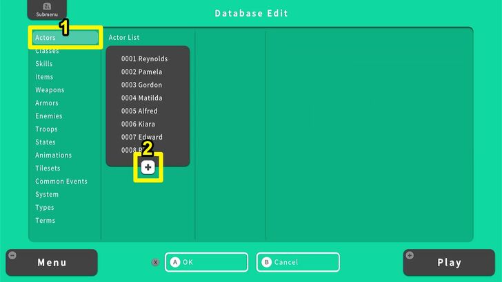 Actor Database - RPG MAKER WITH