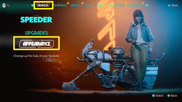 Star Wars Outlaws - Vehicles Tab in Menu