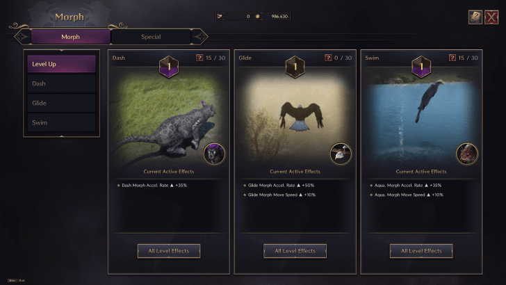 Throne and Liberty - Morph Menu