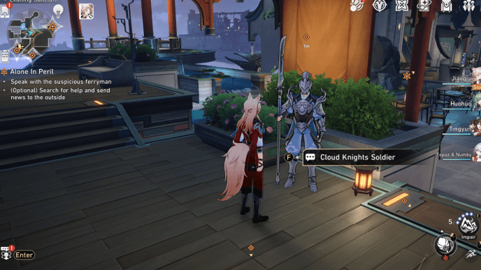 Honkai Star Rail - Alone in Peril Mission Guide - Talk to Cloud Knights Soldier