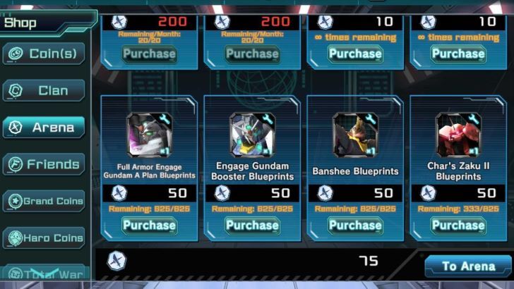arena shop - gundam uc engage
